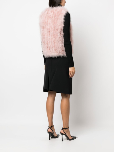 Yves Salomon Feathered Satin Vest In Pink