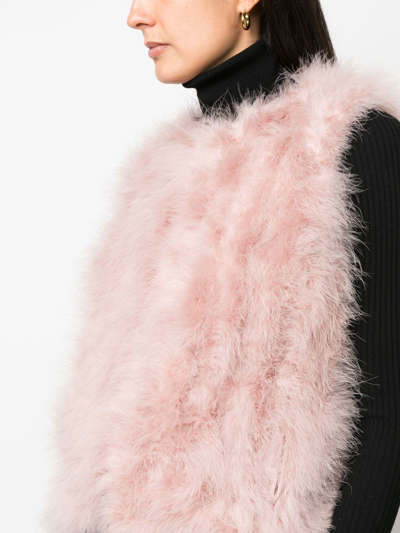 Yves Salomon Feathered Satin Vest In Pink