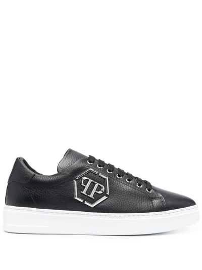 Shop Philipp Plein Hexagon Logo-embellished Sneakers In 黑色