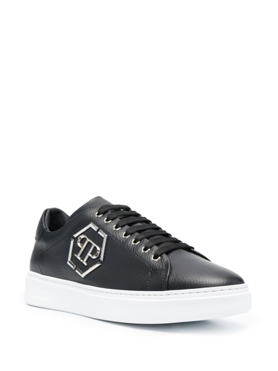 Shop Philipp Plein Hexagon Logo-embellished Sneakers In 黑色