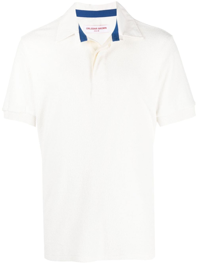 Shop Orlebar Brown Tasman Terry-effect Polo Shirt In White