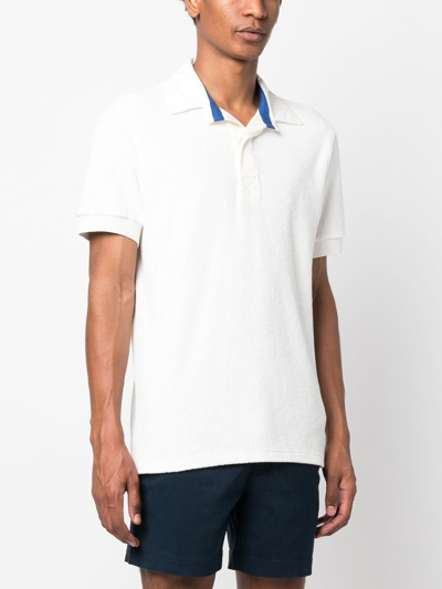 Shop Orlebar Brown Tasman Terry-effect Polo Shirt In White