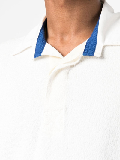 Shop Orlebar Brown Tasman Terry-effect Polo Shirt In White