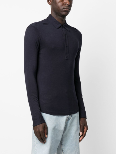 Orlebar Brown Button-front Long-sleeved Polo Shirt In Blue