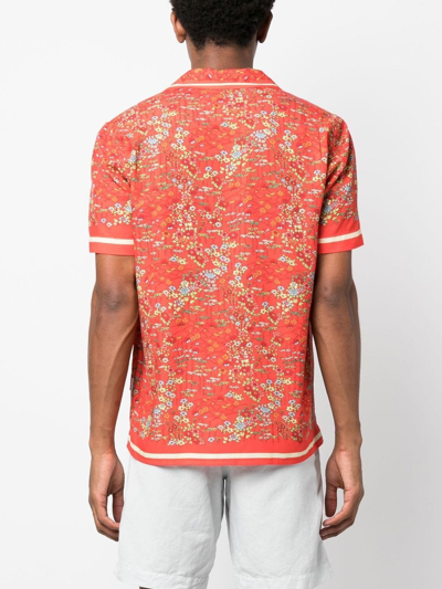 Shop Orlebar Brown Hibbert Printed Short-sleeve Shirt In Red
