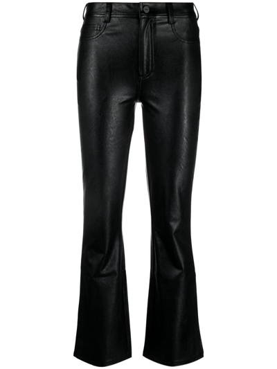Paige Flared Faux-leather Trousers In 黑色