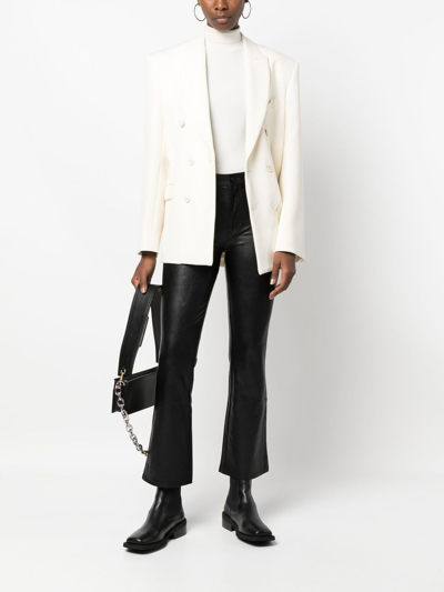Paige Flared Faux-leather Trousers In 黑色