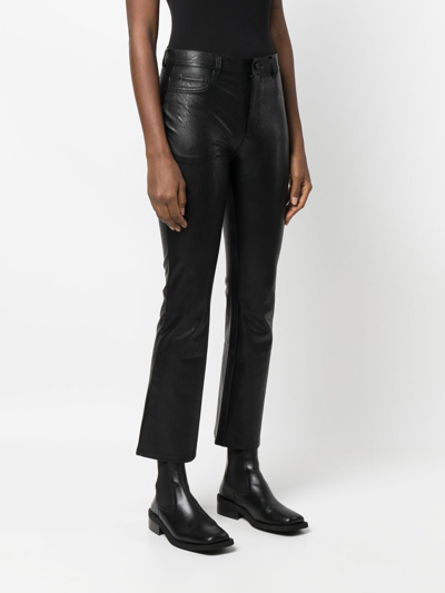 Paige Flared Faux-leather Trousers In 黑色