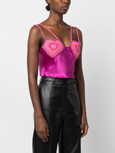 Marco Rambaldi Heart-crochet Cropped Camisole In 粉色