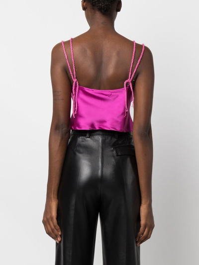 Marco Rambaldi Heart-crochet Cropped Camisole In 粉色