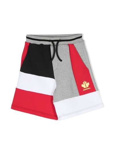 Dsquared2 Panelled Cotton Track Shorts In 灰色