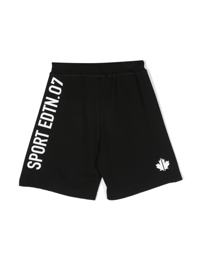 Dsquared2 Logo-print Track Shorts In 黑色