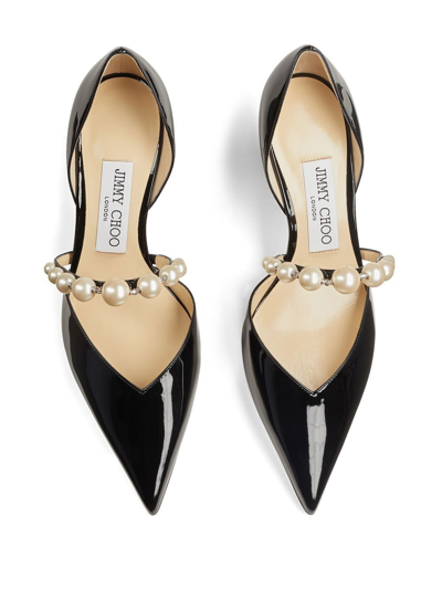 Jimmy Choo Pointed Toe Pumps With Faux-pearl Embellishment In Black