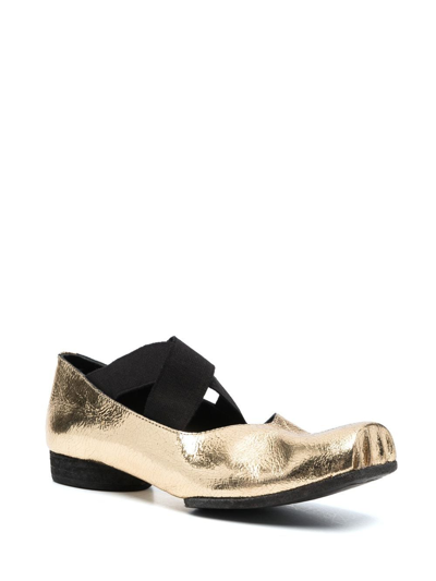 Shop Uma Wang Leather Ballet Pumps In Gold