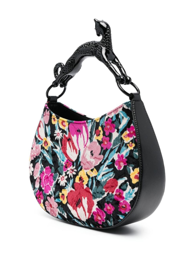 Shop Lanvin Beaded Floral-print Tote Bag In 黑色