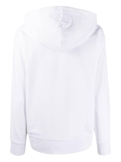 Hugo Boss Cotton-blend Hooded Sweatshirt With Logo Print In 白色