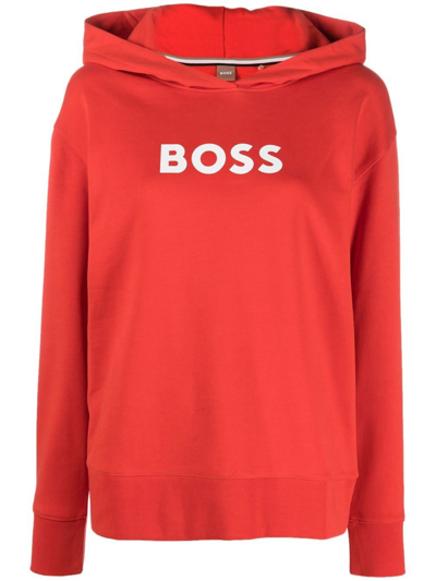 Shop Hugo Boss Logo-print Hoodie In 红色