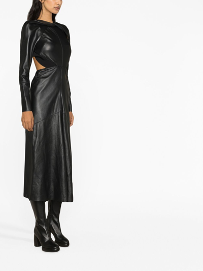 Shop Victoria Beckham Open-back Leather Midi Dress In 黑色