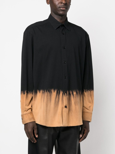 Shop Vetements Bleached Long-sleeve Shirt In 黑色