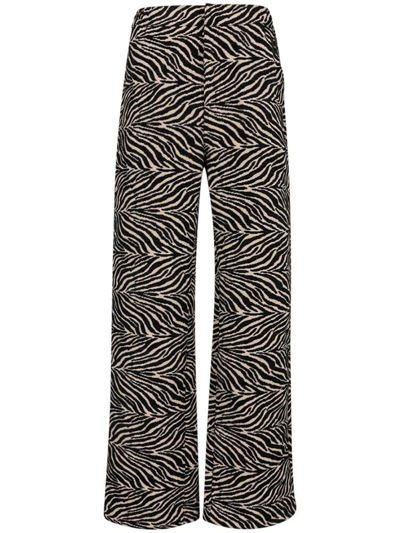 Shop Honor The Gift Zebra Print Straight Leg Trousers In 黑色