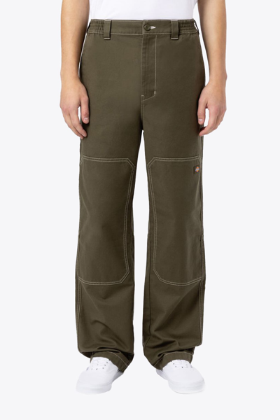 Shop Dickies Florala Pant Military Green Cotton Double Knee Work Pant - Florala Pant In Verde Militare