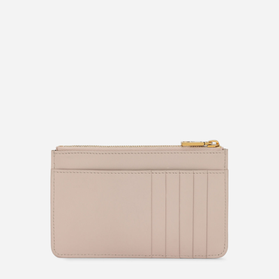 Shop Dolce & Gabbana Medium Devotion Card Holder In Quilted Nappa Leather In Pale Pink