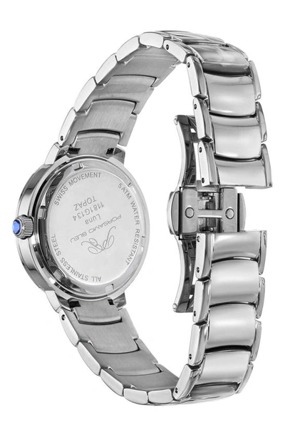 Shop Porsamo Bleu Luna White Topaz Bracelet Watch, 34mm In Silver & Black