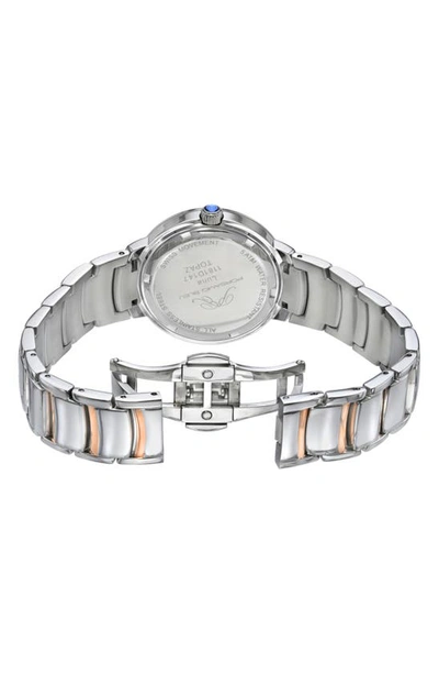 Shop Porsamo Bleu Luna White Topaz Bracelet Watch, 34mm In Silver & Rose