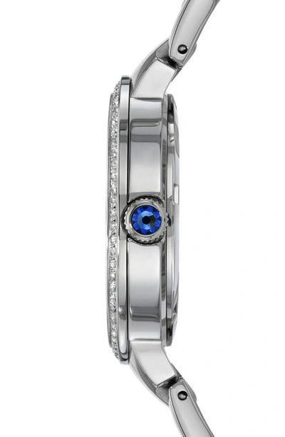 Shop Porsamo Bleu Luna White Topaz Bracelet Watch, 34mm In Silver & Black