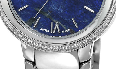 Shop Porsamo Bleu Luna White Topaz Bracelet Watch, 34mm In Silver & Blue