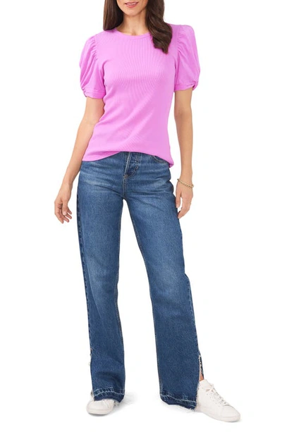 Shop 1.state Puff Sleeve Rib Knit T-shirt In Iris Orchid