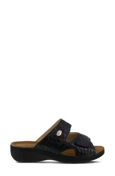 Flexus By Spring Step Almeria Slide Sandal In Navy Patent