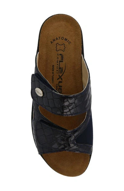 Flexus By Spring Step Almeria Slide Sandal In Navy Patent