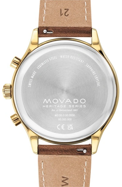 Shop Movado Heritage Chronograph Leather Strap Watch, 43mm In Blue