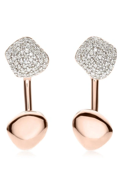 Shop Monica Vinader Nura Nugget Diamond Jacket Earrings In Rose Gold