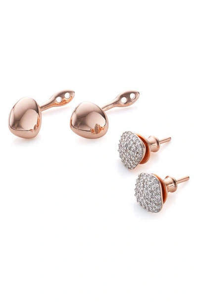 Shop Monica Vinader Nura Nugget Diamond Jacket Earrings In Rose Gold