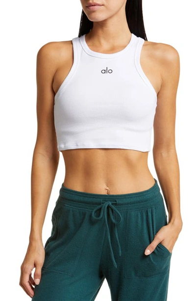 Shop Alo Yoga Aspire Crop Tank In White/ Black