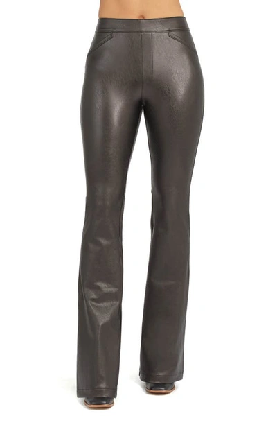 Shop Spanx Faux Leather Flare Leg Pull-on Pants In Luxe Black