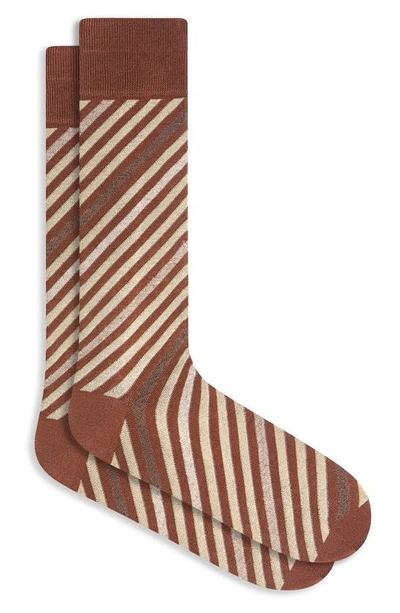 Shop Bugatchi Stripe Dress Socks In Sand