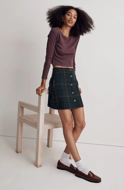Shop Madewell Fine Ribbed Supercrop Crewneck Long Sleeve T-shirt In Muted Plum