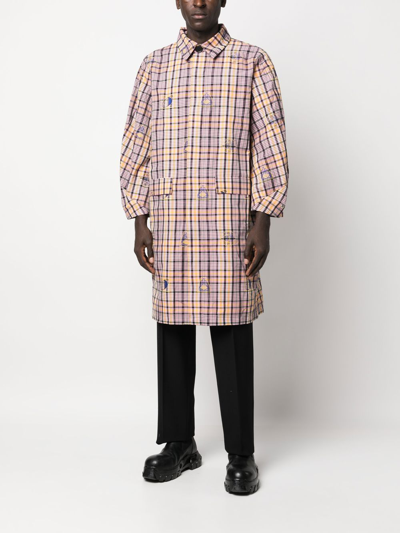 Henrik Vibskov Checked Motif-embroidered Coat In Pink