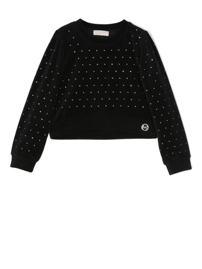 Shop Michael Kors Crystal-embellished Logo-plaque Sweatshirt In Black