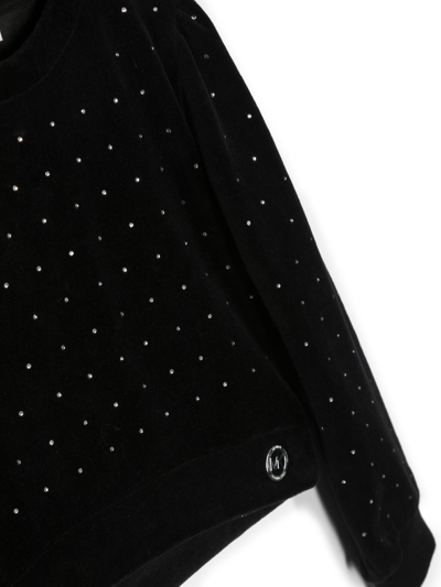 Michael Kors Logo-plaque Crystal-embellished Sweatshirt In Black