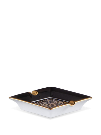 Shop Dolce & Gabbana Leopard-print Porcelain Ash-tray In Black