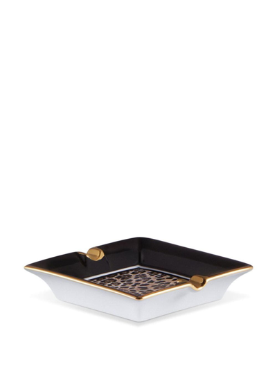 Dolce & Gabbana Leopard-print Porcelain Ash-tray In Black