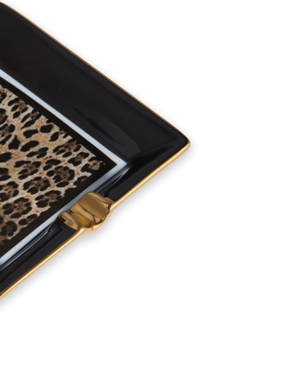 Dolce & Gabbana Leopard-print Porcelain Ash-tray In Black