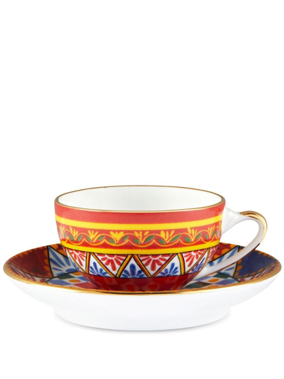 Shop Dolce & Gabbana Carretto Siciliano Espresso Set In Red