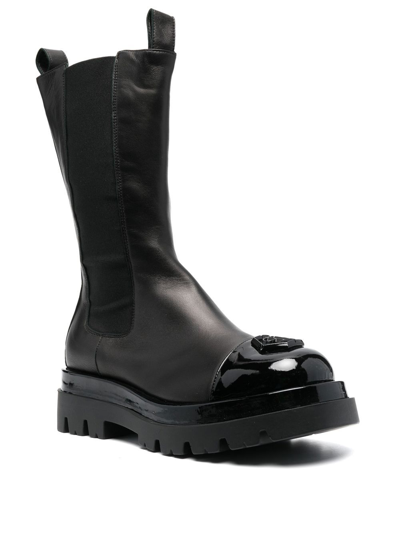 Shop Philipp Plein Hexagon Leather Biker Boots In Black