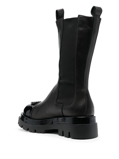 Philipp Plein Hexagon Leather Biker Boots In Black