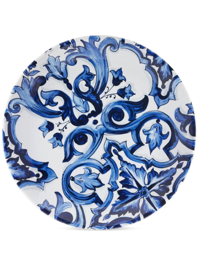 Shop Dolce & Gabbana Mediterranean-pattern Porcelain Platter In Blue